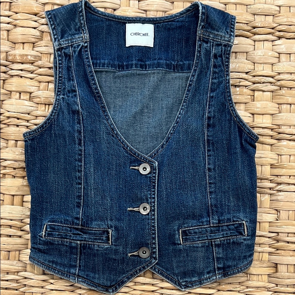 Cherokee Blue Denim Buttoned Vest